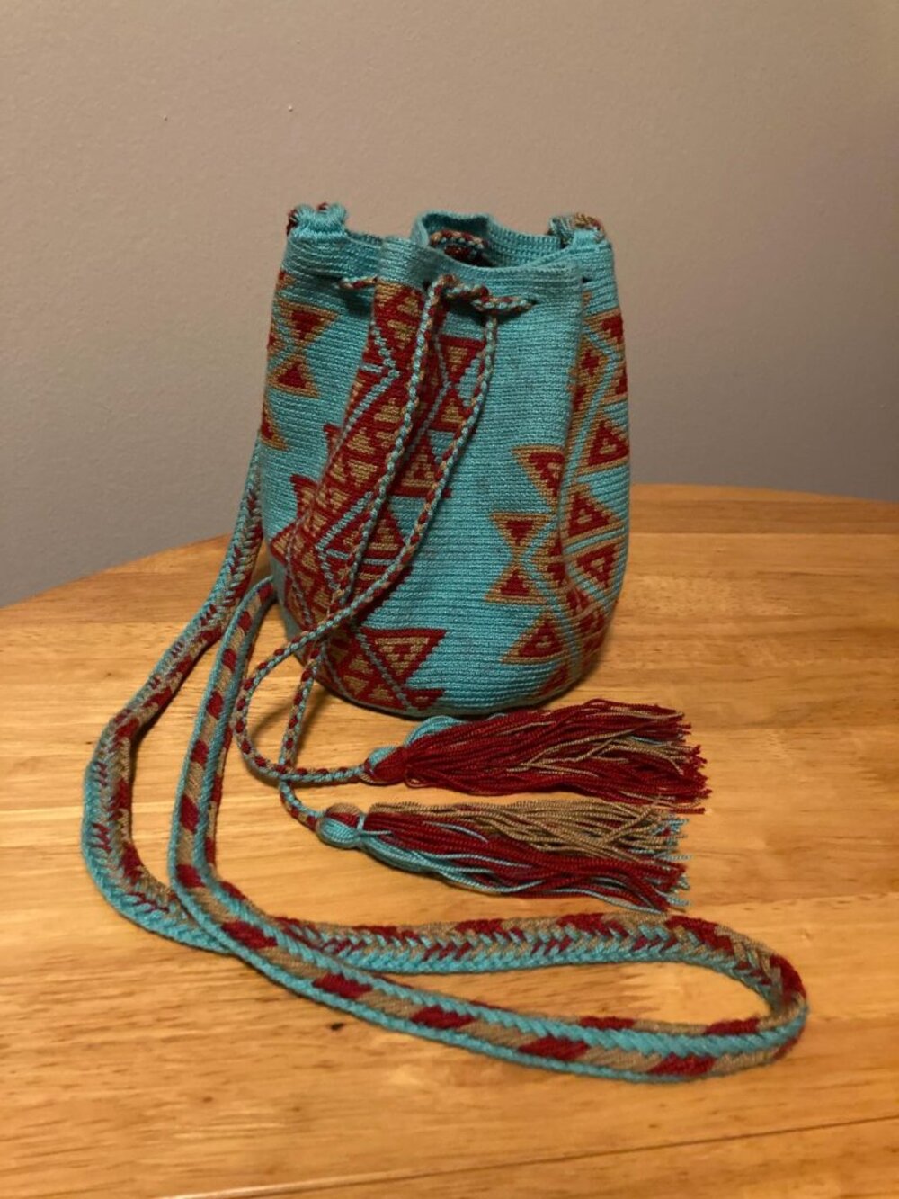 Wayuu Colombian Mochila - turquoise